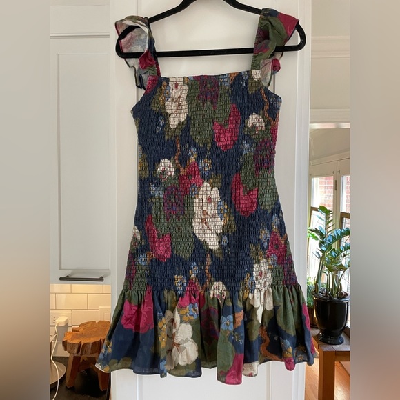 SIR the label Dresses & Skirts - new sir shirred blue floral ruffle strap and hem mini dress